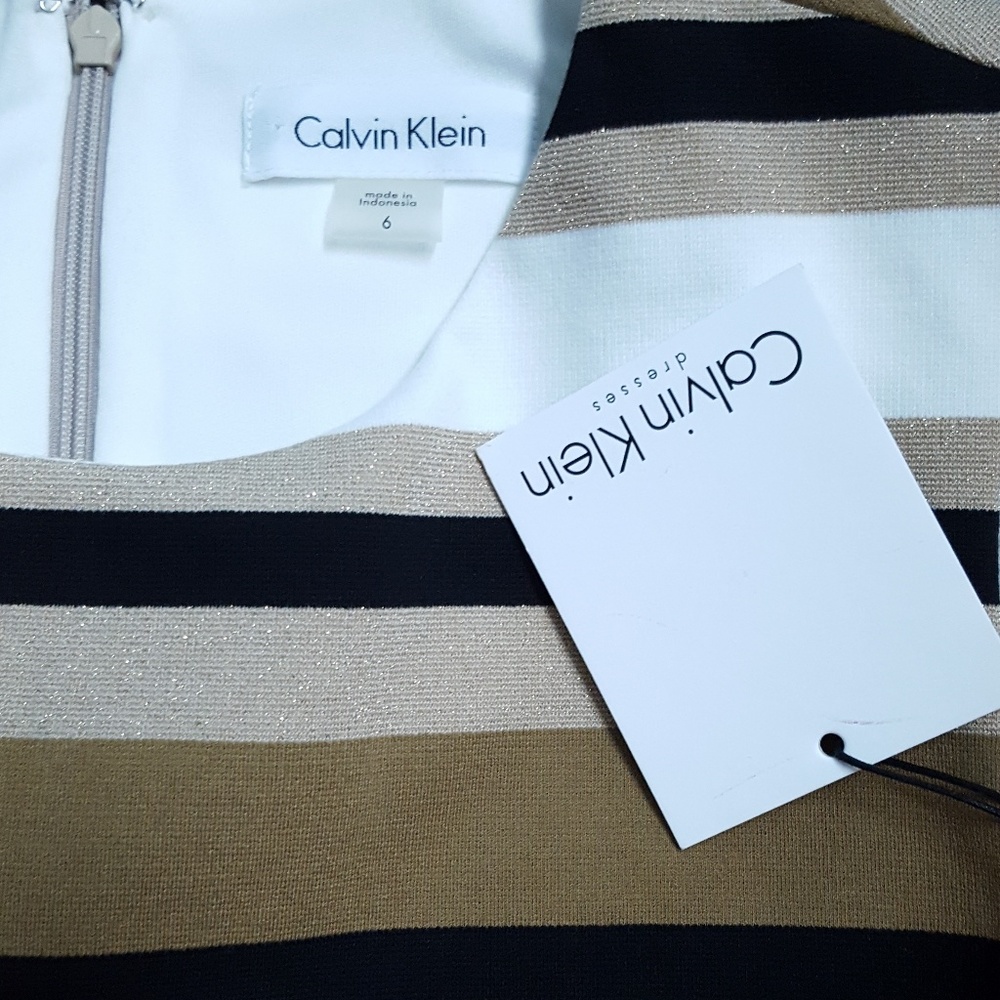 NWT Calvin Klein Striped Sheath Dress - Picture 2 of 5